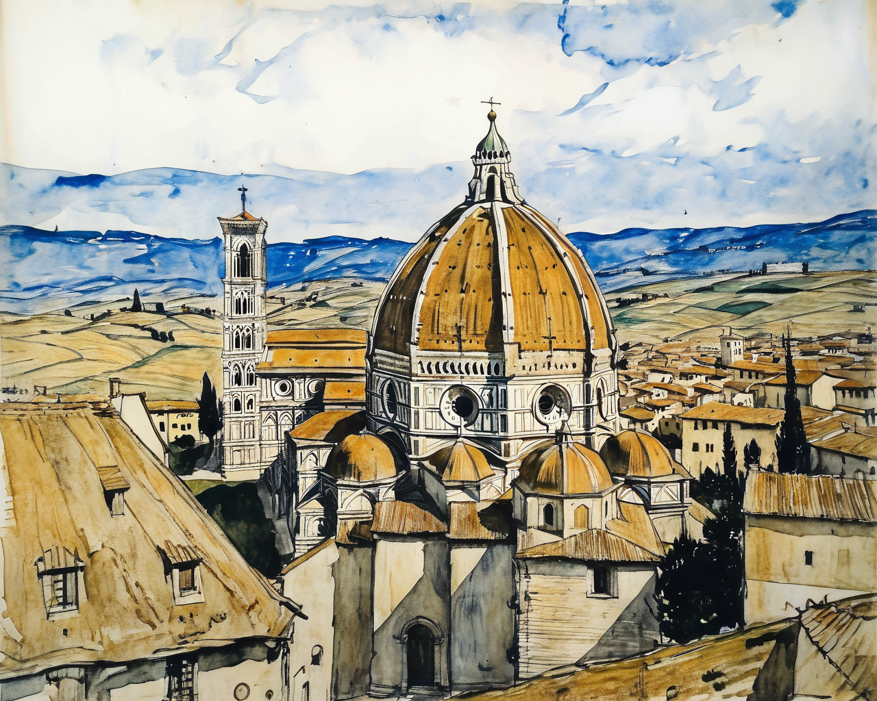 Filippo Brunelleschi, Florence Cathedral artwork by Augustus Rivers